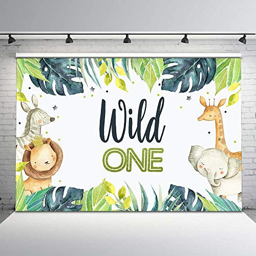 Mocsicka Boys Wild One Safari Backdrop 1st Birthday Photo Background 7x5ft Jungle Animal First Birthday Backdrops