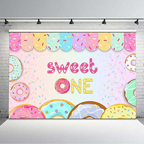 Mocsicka Donut Birthday Backdrop Sweet Donut Shopped Sprinkles Vinyl Background 7x5ft Color Sprinkles Donut Birthday Backdrops Banner Cake Tables Decorations