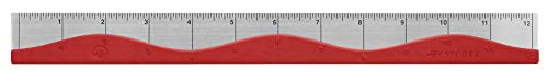 Westcott 12-Inch Wave Ruler, Red, Pack of 12