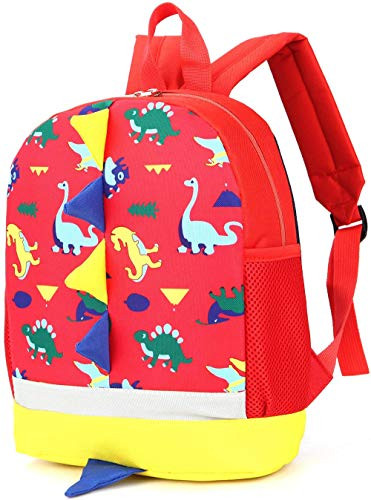 Toddler Backpack Anti Lost Red for Kindergarten Girls Harness Leash Dinosaur