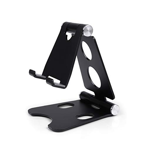 Adjustable Tablet Stand Holders, Multi-Angle Foldable Aluminum Desk Stand for Universal Cell Phone, pad, E-Reader, Switch (Black)