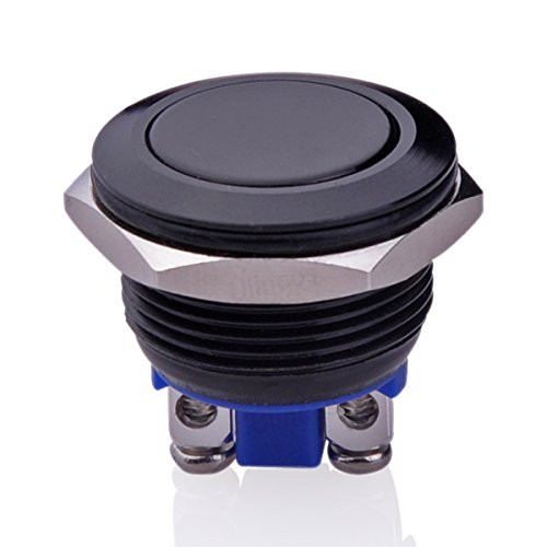 Ulincos Momentary Push Button Switch U19A1 1NO SPST Black Metal Shell Suitable for 19mm 3/4" Mounting Hole
