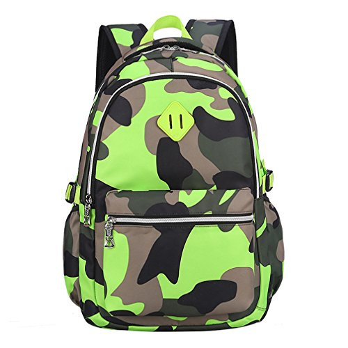 Yvechus School Backpack Casual Daypack Travel Outdoor Camouflage Backpack for Boys and Girls (Camo Green)