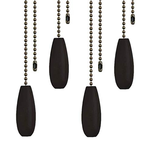 Ceiling Fan Pulls Black Wood Knob Pull Chain Extension for Ceiling Light Lamp Fan Chain (Bronze Pull Chain)