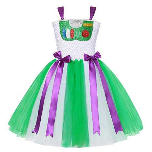 Little Girls Costume Princess Dress Up Halloween Tulle Tutu Dresses (Green, 5-6 Years) Little Girls Costume Princess Dress Up Halloween Tulle Tutu Dresses (Green, 5-6 Years)