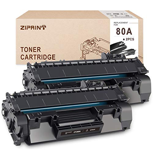 ZIPRINT Compatible Toner Cartridge Replacement for HP CF280A 80A CF280X 80X use for Laserjet Pro 400 MFP M425 MFP M425dn MFP M425dw M401 M401a M401n M401d M401dn M401dne M401dw (Black, 2-Pack)