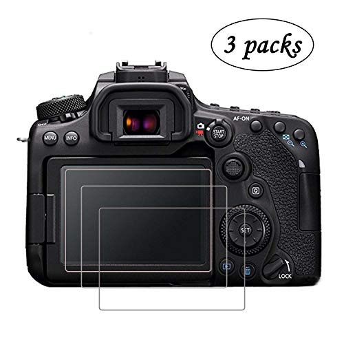 Screen Protector for Canon EOS 70D 80D 90D 7D Mark II Tempered Glass Skin Film Anti-Scratches Anti-Dust Anti-Fingerprint Waterproof Foils (3 Pack)