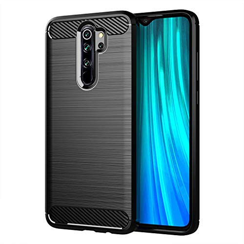 Trihey for Xiaomi Redmi Note 8 Pro Case,Case for Xiaomi Redmi Note 8 Pro, Anti-Fingerprint Shockproof Carbon Fiber Design Flexible Soft TPU Brushed Texture Case for Xiaomi Redmi Note 8 Pro (Black)