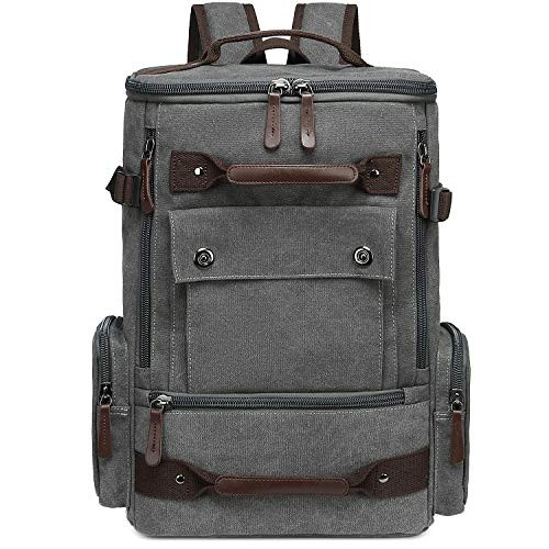 CAMTOP School Backpack Vintage Canvas Laptop Backpacks Men Women Travel Rucksack Bookbags (Grey A)