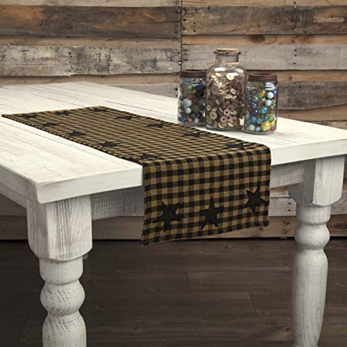 VHC Brands Classic Country Primitive Tabletop & Kitchen - Star Woven Runner, 13" x 36", Black VHC Brands Classic Country Primitive Tabletop & Kitchen - Star Woven Runner, 13" x 36", Black