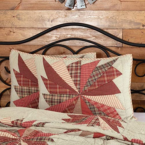 VHC Brands Farmhouse Rustic & Lodge Bedding - Ozark Red Sham, Standard, Black