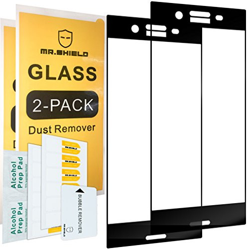 [2-Pack]-Mr.Shield for Sony Xperia XZ Premium [Tempered Glass] [Full Cover] [Black] Screen Protector with Lifetime Replacement