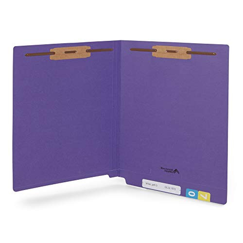 Blue Summit Supplies 50 End Tab Purple File Folders with Fasteners, End Tab Folders with 2 Fasteners, Reinforced Straight Cut Tab Files with Two Prongs, Letter Size, Purple, 50 Pack