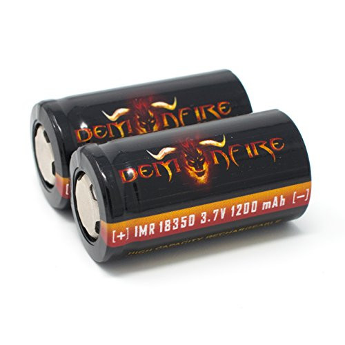 IMR 18350 Flat Top 1200mAh 3.7V High Drain LiMn Demonfire Rechargeable Battery (2 Pieces) IMR 18350 Flat Top 1200mAh 3.7V High Drain LiMn Demonfire Rechargeable Battery (2 Pieces)