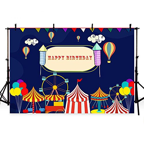MEHOFOTO Happy Birthday Photo Booth Background Circus Themed Balloon Children Party Photography Backdrops 7x5ft