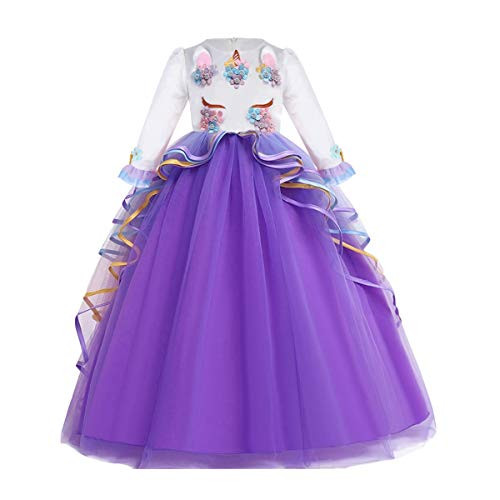 FMYFWY Unicorn Costume for Girls Birthday Pageant Party Dress Halloween Christmas Long Sleeve Maxi Tulle Wedding Ball Gown Purple 12-13T FMYFWY Unicorn Costume for Girls Birthday Pageant Party Dress Halloween Christmas Long Sleeve Maxi Tulle Wedding Ball Gown Purple 12-13T