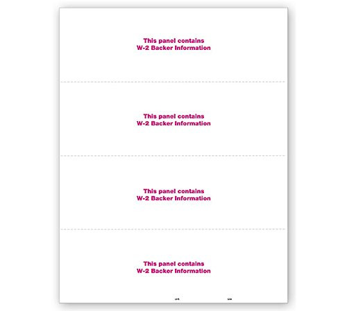 W-2 4-Up Horizontal Format Blank Laser Tax Forms Set with Back Instructions ~for 25 Employees~ 2019