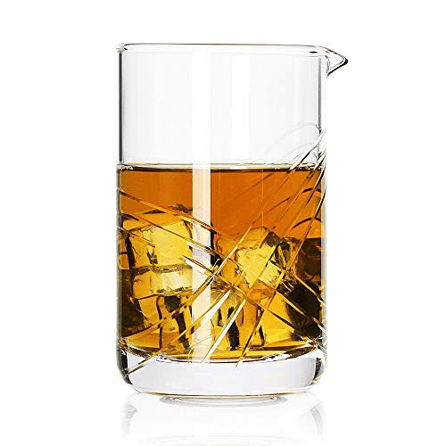 Cocktail Mixing Glass,Crystal Seamless Mixing Pitcher with Thick Bottom,Premium Stir Glass for Home and Bar,20oz, Perfect Yarai style Pitcher for Stirring Drinks