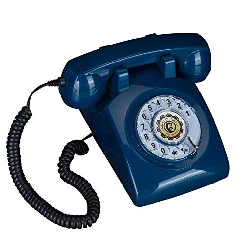 Sangyn Retro Phone Old Style Rotary Dial Telephones 1960'S Classic Landline Desk Telephone,Blue