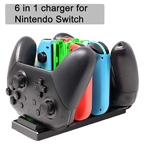 6 In 1 Charger Dock for Nintendo Switch Joy-Con Controllers and Pro Con,Controller Charging Dock for Nintendo Switch