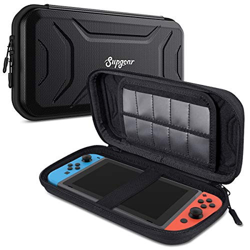 Supgear Case for Nintendo Switch Lite, Protective Hard Shell Travel Carrying Case Pouch for Nintendo Switch Lite Console & Accessories with 10 Game Cartridges(Black)