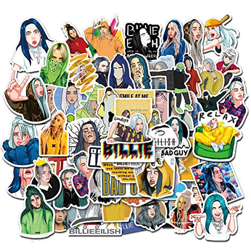 100PCS Singer Billie Eilish Stickers for Water Bottles and Laptop, Waterproof Vinyl Decal Stickers for Hydro Flask, Skateboard, Phone, Luggage Case, Mac Book