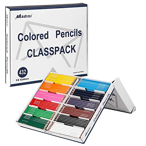 Madisi Colored Pencils Bulk - Pre-Sharpened - 12 Assorted Colors - 432 Classpack Colored Pencils for Kids Madisi Colored Pencils Bulk - Pre-Sharpened - 12 Assorted Colors - 432 Classpack Colored Pencils for Kids