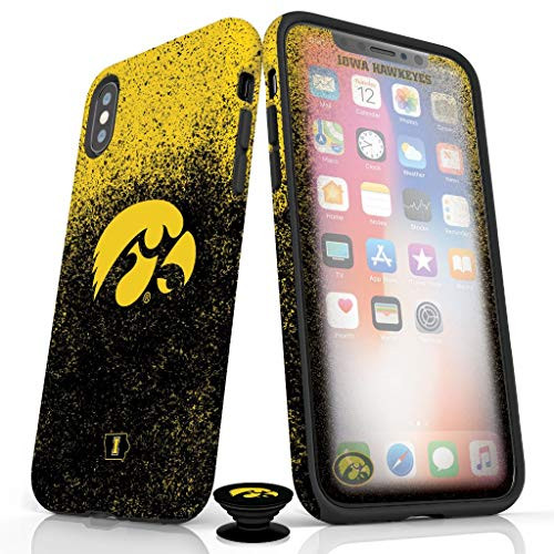 Phone Accessory Bundle for iPhone 7/8 Plus - Screen Protector, Glossy iPhone Case, and Cell Phone Grip with Iowa Hawkeyes Design