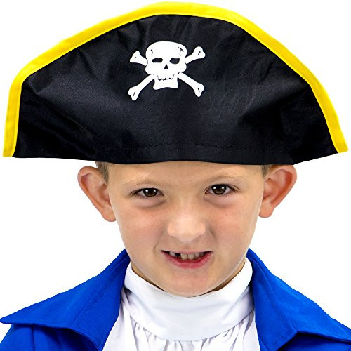 Kids Pirate Hat, Soft Bicorne - Pirate Costume Accessories for Dress Up, Parties, Photo Booth Props & Halloween Costumes  Classic Caribbean Pirate Captain Theme Dress Up, Cosplay Black Headwear