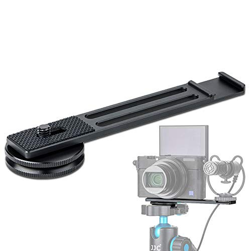 Aluminium Alloy Cold Shoe Bracket Extension Bar Vlog Microphone Mount with Arca Swiss Type Plate and 1/4" Thread Holes fit Mirrorless Cameras Nikon Sony A6600 A6400 A6500 RX100 VII G7X Mark III