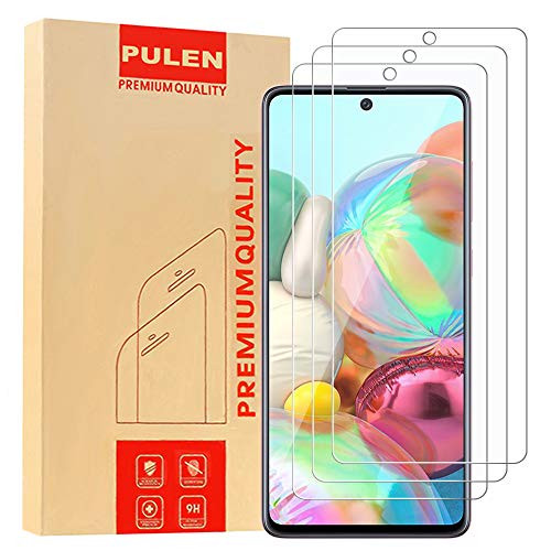 [3-Pack] PULEN for Samsung Galaxy A71 Screen Protector Tempered Glass,HD Clear Scratch Resistant Bubble Free Anti-Fingerprints 9H Hardness