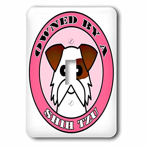 3dRose LSP_57172_1"Owned by A Shih Tzu Dog White and Brown Coat-Pink Single Toggle Switch