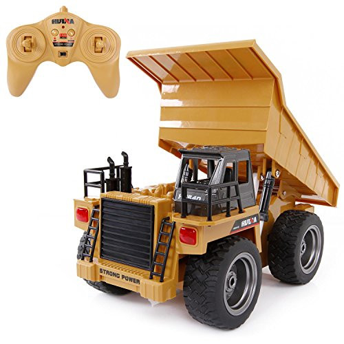 RC Truck, Dump Truck Construction Vehicle Toy, 2.4Ghz 6 Channel Full Functional Dump Truck with Lights & Sounds for Kids, Boys and Girls