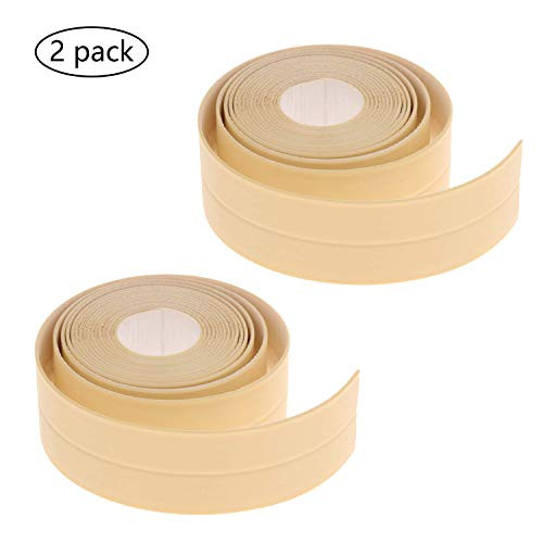 Caulk Strip Tape for Bathtub Wall Sealing Tape Strip 2 Pack PE Self Adhesive Waterproof Caulk Sealer Decorative Trim for Kitchen Bathroom Shower Toilet Wall Corner 38mmx3.2m/1.5x126inch (Beige)