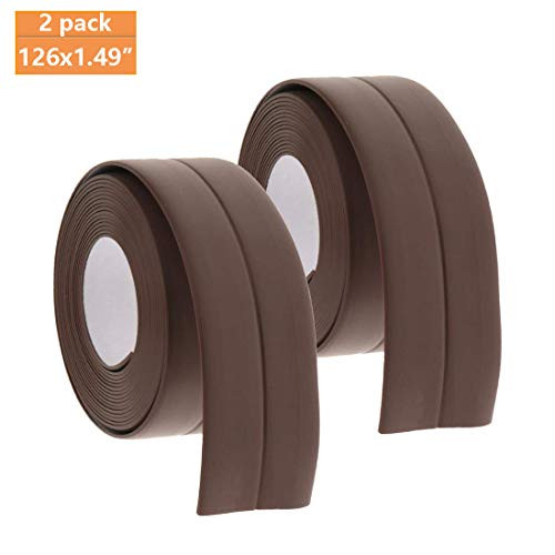 Caulk Strip Tape for Bathtub Wall Sealing Tape Strip 2 Pack PE Self Adhesive Waterproof Caulk Sealer Decorative Trim for Kitchen Bathroom Shower Toilet Wall Corner 38mmx3.2m/1.5x126inch (Coffee)