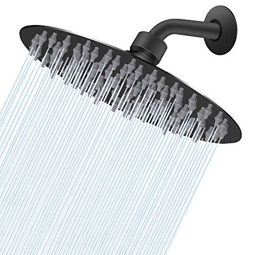 High Pressure Shower Head, 8 Inch Rain Showerhead, Ultra-Thin Design- Pressure Boosting, Awesome Shower Experience, NearMoon High Flow Stainless Steel Rainfall Shower Head (Matte Black)