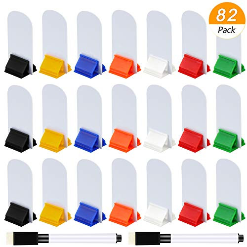 Meetory 45 Pieces Blank Game Board Markers and 35 Pieces Game Card Stands with 2 Pcs Black Marker Pens, Plastic Token Cards DIY Game Markers with 7 Multi-Color Card Stands for Party Favor