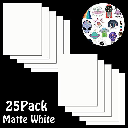 Printable Vinyl Sticker Paper for Inkjet Printer - 8.5"x11" - Matte White Printable Sticker Paper Vinyl (25 Sheet)