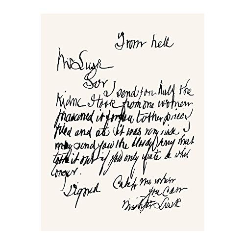 Inked and Screened "Jack The Ripper - from Hell Letter Reproduction - Hand Made Art Screen Print (True White, 18" x 24")