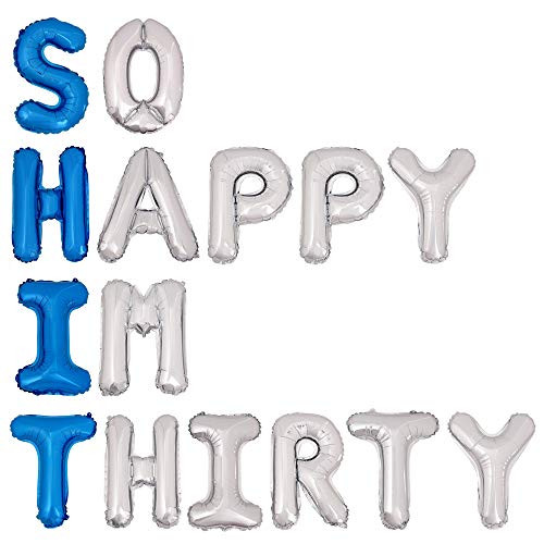 30th Birthday Decorations for him- So Happy IM Thirty Balloons, Dirty 30 Birthday Party Supplies, 30th Birthday Balloon Banner