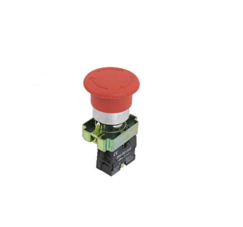 Yohii 22mm/0.86 Inch NC Red Mushroom Emergency Stop Push Button Switch 600V 10A ZB2-BE102C