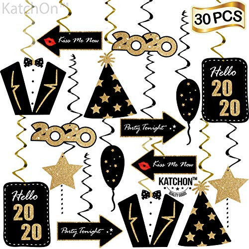 Happy New Year Hanging Swirls  Pack of 30 | New Years Eve Party Supplies 2020 | New Year Party Decorations 2020 | Great for New Years Party Decoration 2020 | Hollywood Oscar NYE Decorations 2020