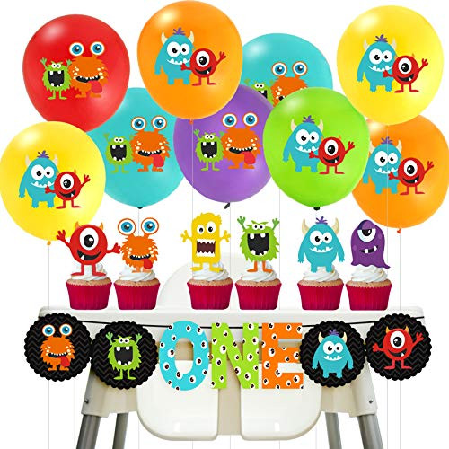 Monster Bash Decorations 1st Birthday Monster Bash One Banner Balloons Cupcake Toppers for Little Monster Birthday Party Supplies Monster Bash Decorations 1st Birthday Monster Bash One Banner Balloons Cupcake Toppers for Little Monster Birthday Party Supplies