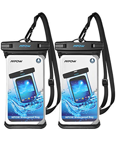 Mpow Waterproof Case, Full Transparency Waterproof Phone Pouch IPX8 Universal Cellphone Dry Bag Compatible for iPhone 11 Pro Max/Xs Max/XS/XR/X/8, Galaxy S10/S9, Google up to 6.8 Inches (Black+Black)