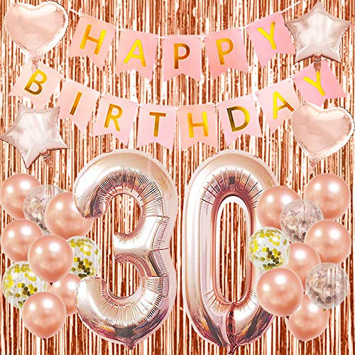 30th Birthday-Happy 30th Birthday Decorations, 30th Birthday Party Decorations 30th Number Balloons 40 Inch