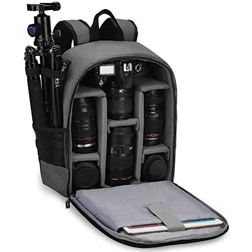 CADeN Camera Backpack Bag Professional for DSLR/SLR Mirrorless Camera Waterproof, Camera Case Compatible for Sony Canon Nikon Camera and Lens Tripod Accessories Gray