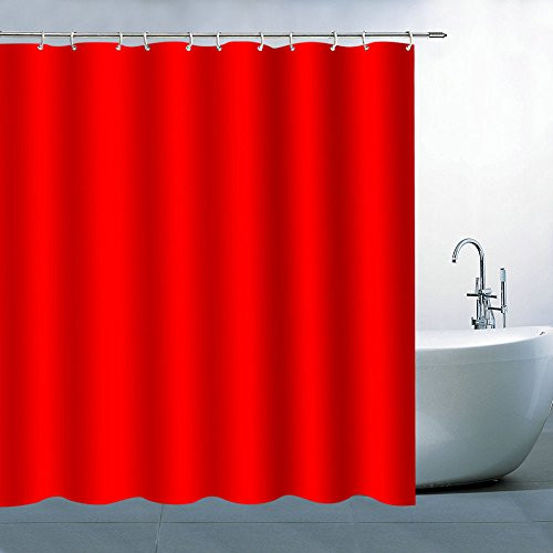 BCNEW Pure Red Shower Curtain Decor Fire Red Bathroom Curtain Polyester Fabric Machine Washable with Hooks 70x70 Inches