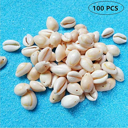 ZIYAN 100pcs White Natural Spiral Shell Beads Sea Shells Beach Seashells Cowrie Shells Charms and Beads with Holes for DIY Craft Jewelry Making Accessories