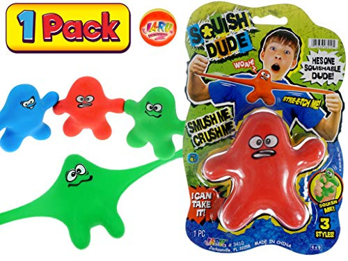 JA-RU Stretchy Toy Monster Dude Squish and Pull Toys (1 Unit Assorted) Stress Toys for Kids and Adults, Party Favor - Stretch Toys for Boys and Girls Item #3410-1p