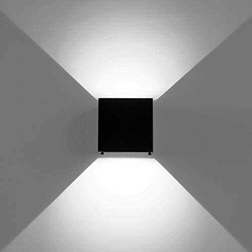 TOHUU LED Aluminum Waterproof Wall Lamp,12W 85-265V 6000K Daylight White Light,Modern Outdoor Wall Sconce for Porch Garden Bedroom Stairway(Black Shell,Cold White,Non-Dimmable)2-Pack